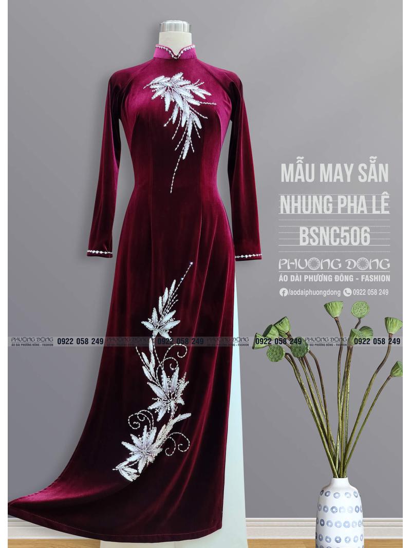 Áo Dài Bà Sui Nhung Đính Đá Pha Lê BSNC506